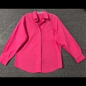 Foxcroft Women's Pink Button-Up Shirt - Size 14